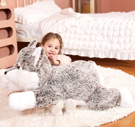 IKASA soft plush wolf texture close-up highlights ultra-soft fur.