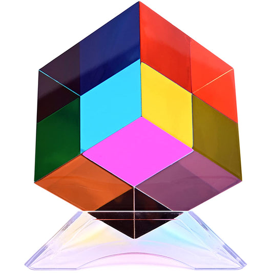 iKeelo Color Cube cyan side showing subtractive colors for visual learning and desk decor