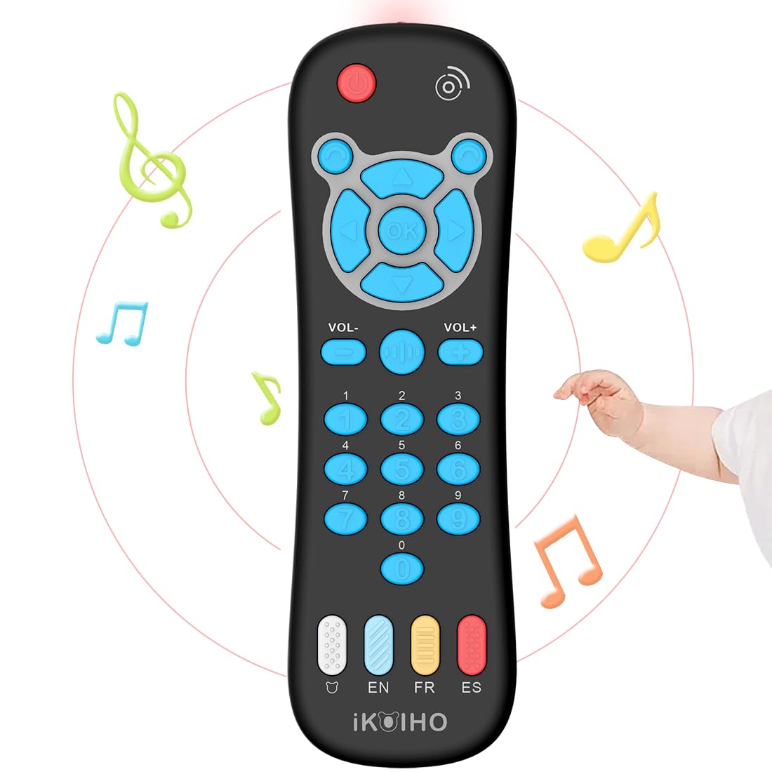 iKOIHO baby remote front view showing a safe, engaging early play toy.