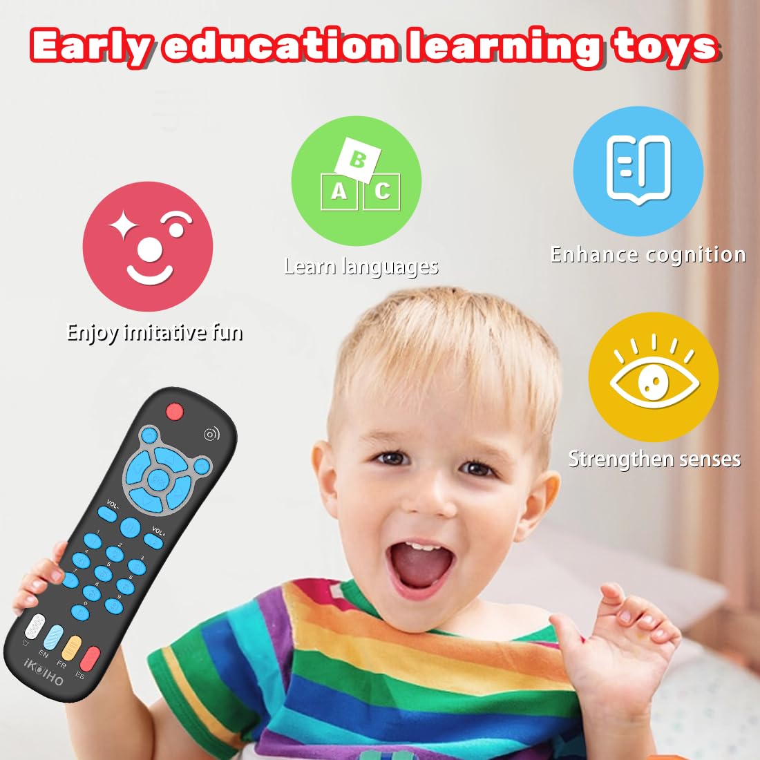 Three-language learning on the iKOIHO remote supports early exposure.
