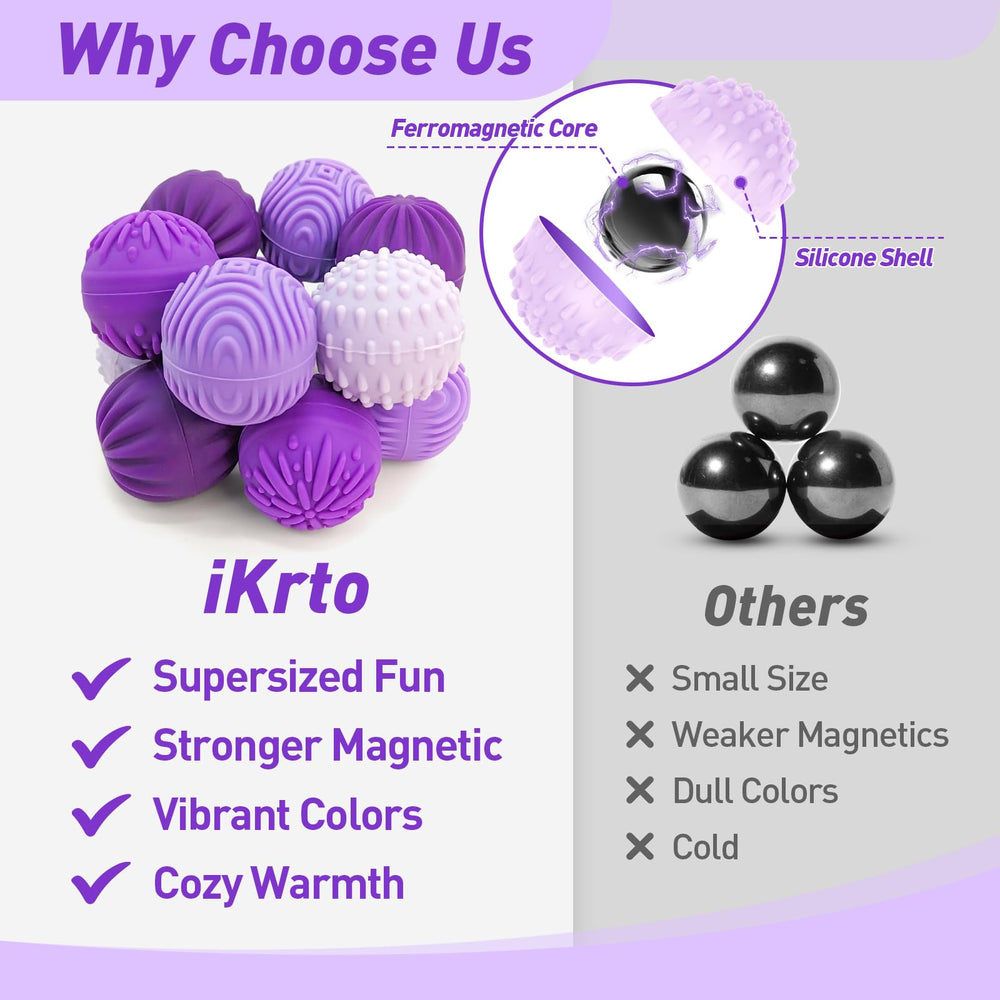 iKrto Lavender fidget-ball texture-3 emphasizes magnetic interaction and creative shape possibilities.