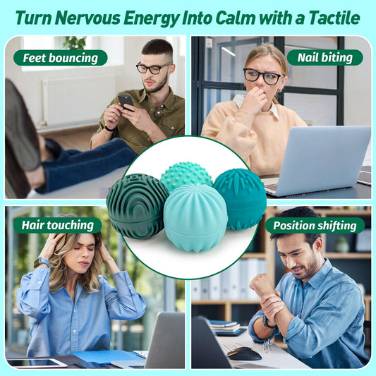 iKrto silicone textured stress balls with four textures for silent fidgeting