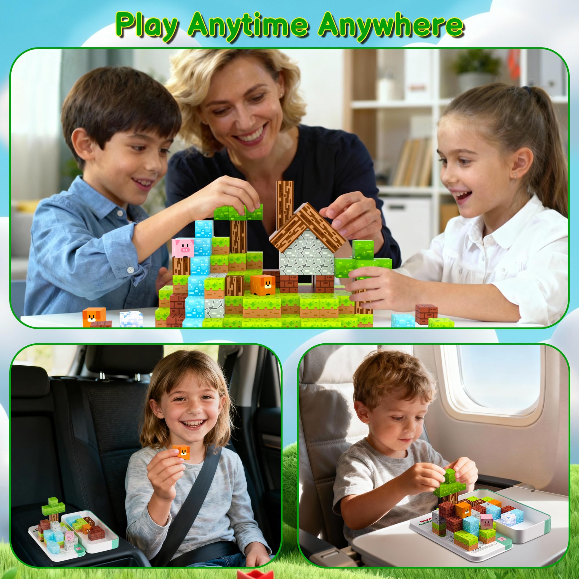 Cubes click together on a metal surface, illustrating magnetic play possibilities with iLacven.