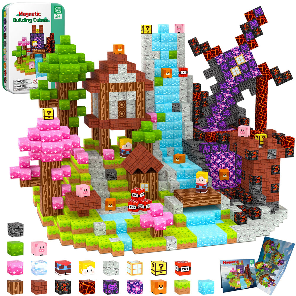 iLacven travel tin with 200 magnetic cubes for on-the-go STEM play