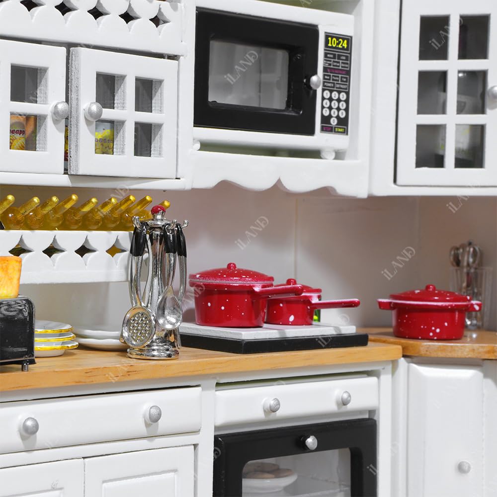 iland dollhouse cookware set with stand keeps utensils organized for pretend play
