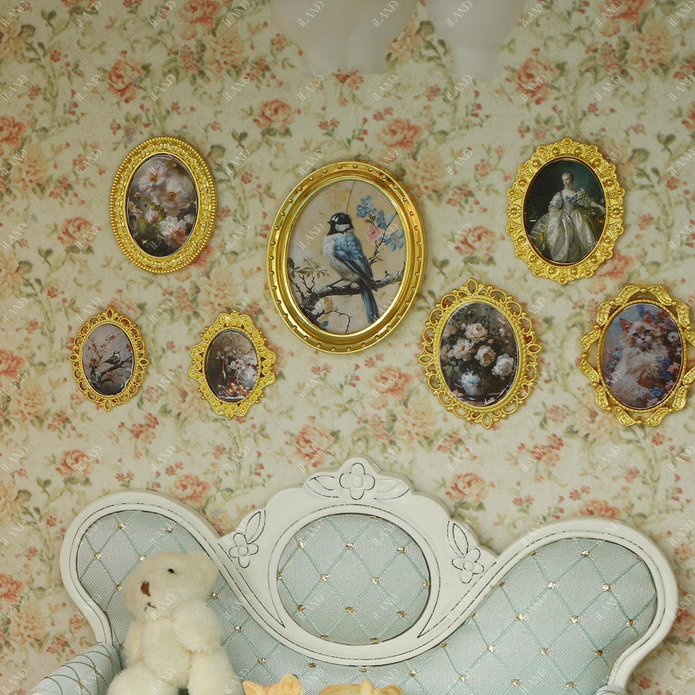 iLAND country Victorian dollhouse decor with classic frame styling