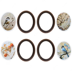 iland dollhouse picture frames with flowers and birds showcase elegant oval borders for miniature galleries.