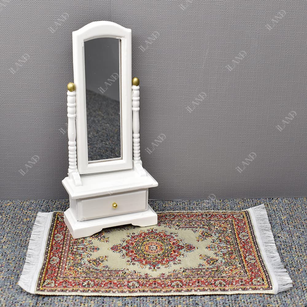 Close-up of the detailed weave on an iland 1:12 scale rug for realistic interiors