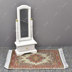 Close-up of the detailed weave on an iland 1:12 scale rug for realistic interiors