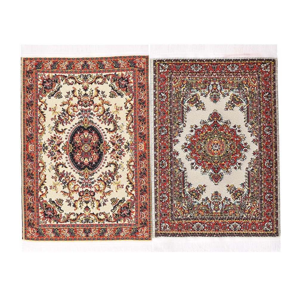 iland miniature dollhouse rug, woven vintage style, ideal for a cozy living room scene