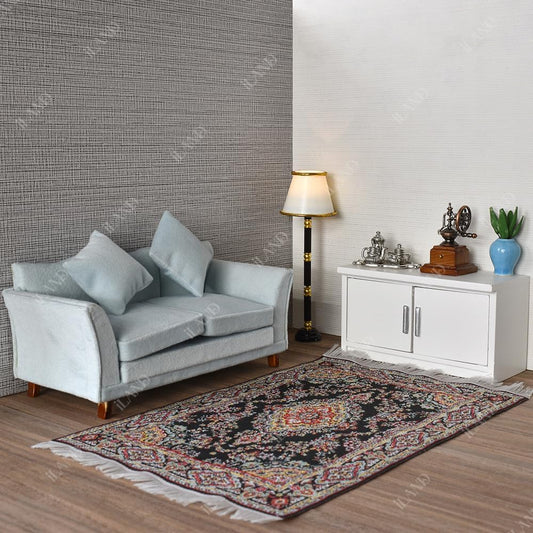 iLAND dollhouse rug runner complements furniture with vintage charm.
