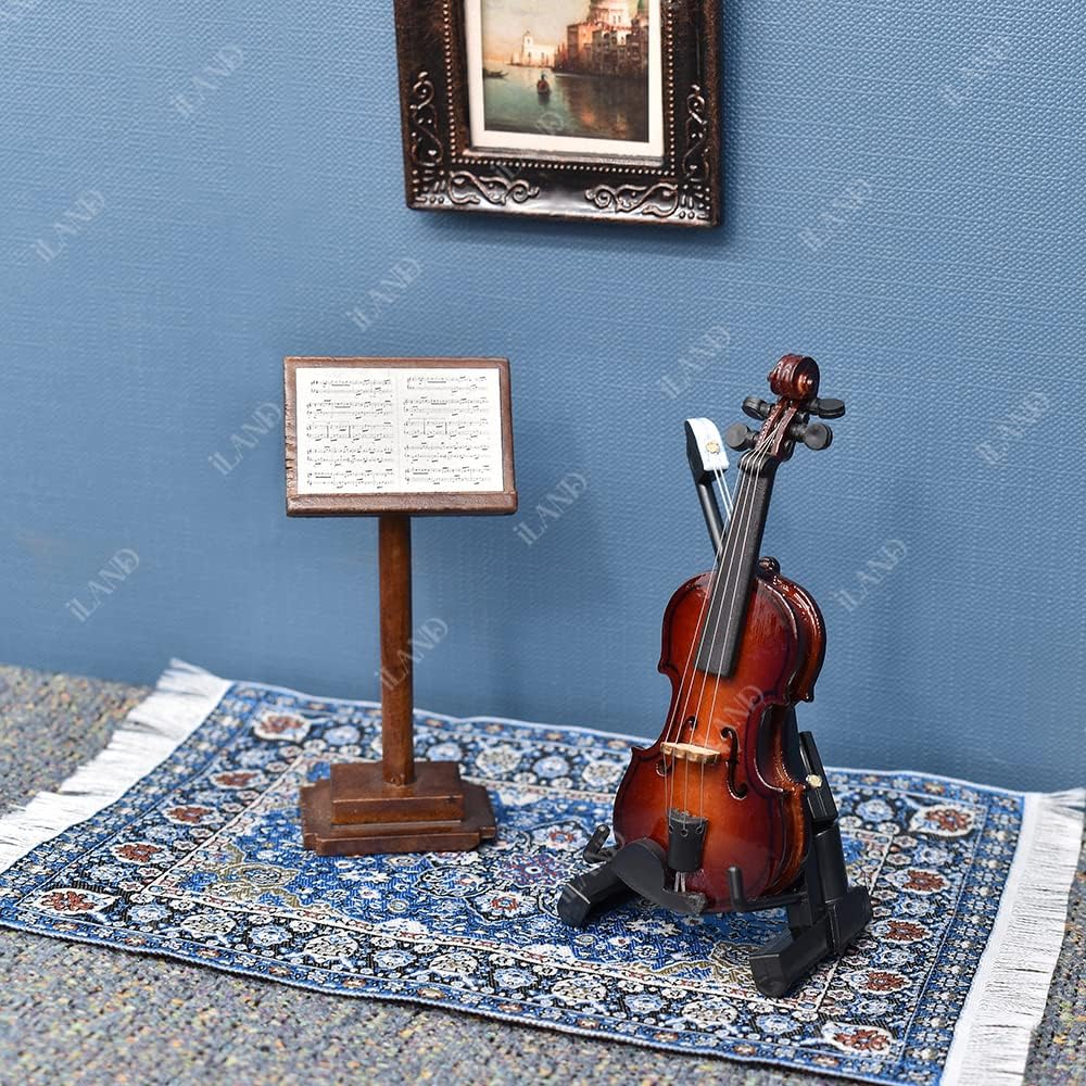 iland dollhouse rug vintage weave detail shows colorful rayon threads for realism.