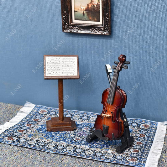 iland dollhouse rug vintage weave detail shows colorful rayon threads for realism.