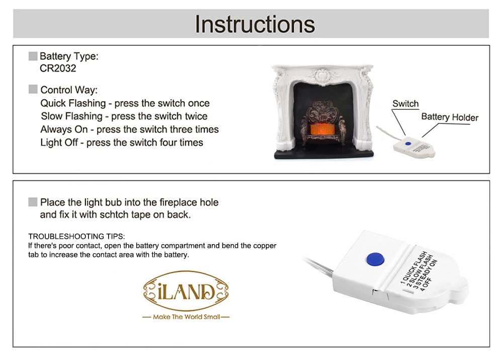 iLAND Dollhouse 1:12 scale fireplace fits vintage rooms.