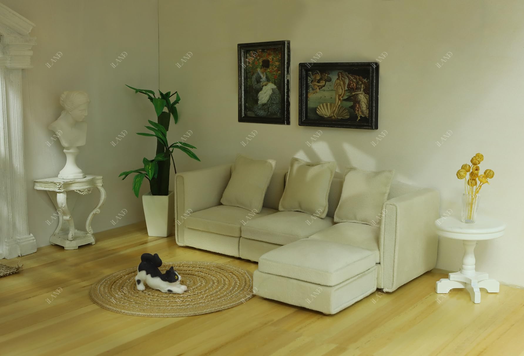 iland sofa side view demonstrates versatile 1:12 scale layout