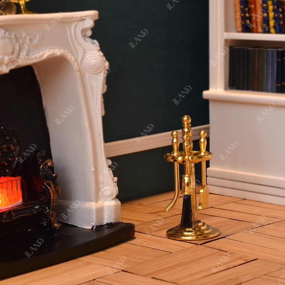 iLAND Dollhouse tools in gold enhance authentic scenes.