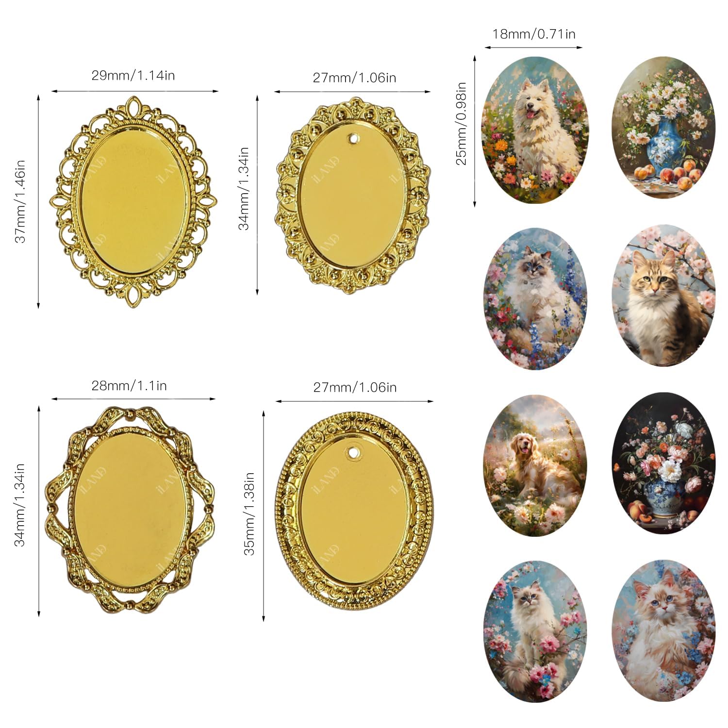 iLAND golden tiny frame art—ornate metal frames for miniature rooms
