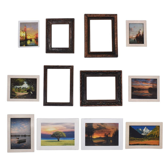 iland dollhouse frames display Roses and Cheese Cat in a gold frame for a refined living room scene