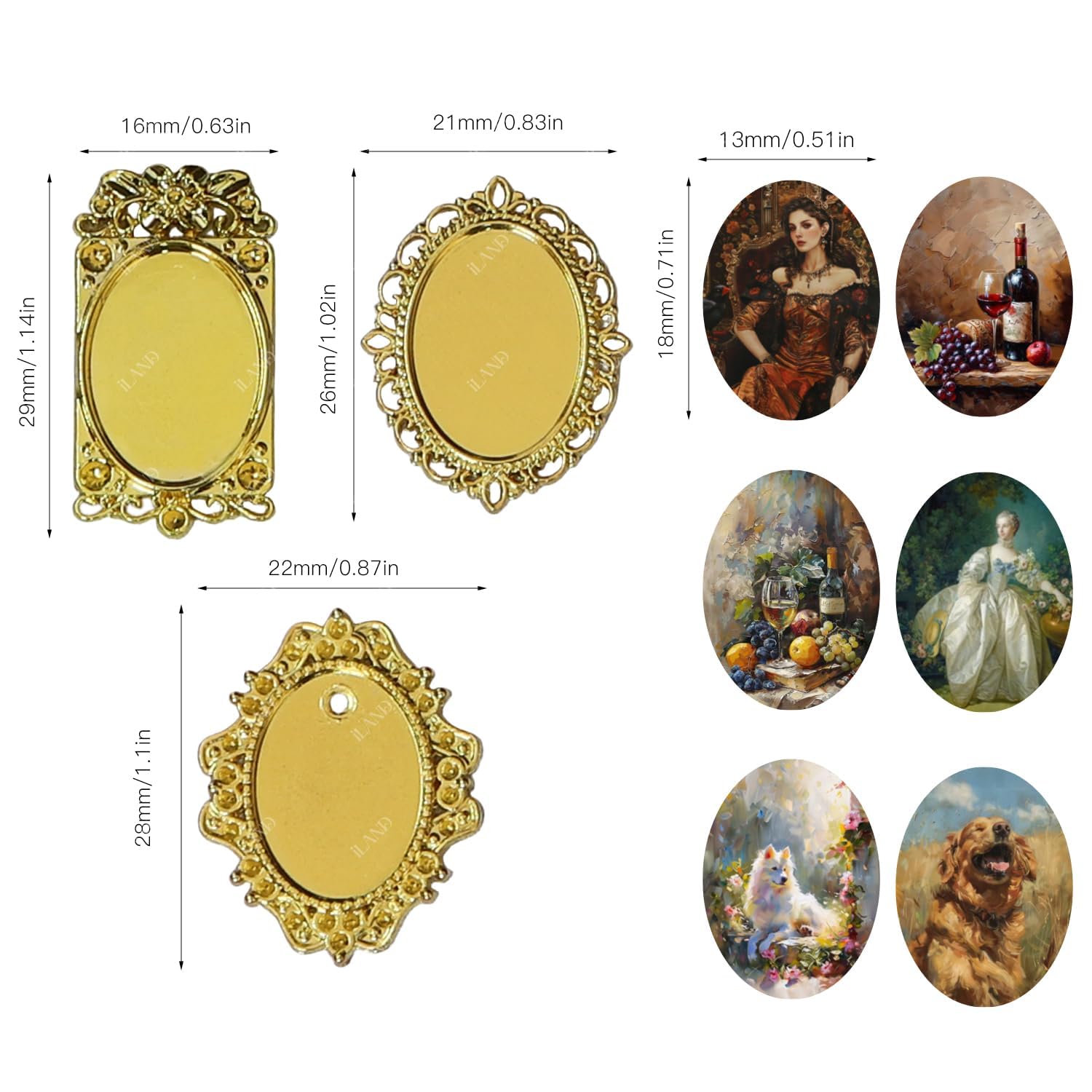 iLAND 14 miniature pictures ready to frame in a dollhouse setting