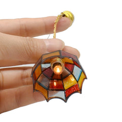 iland mosaic lattice dollhouse lamp with plug casts vibrant stained-glass patterns