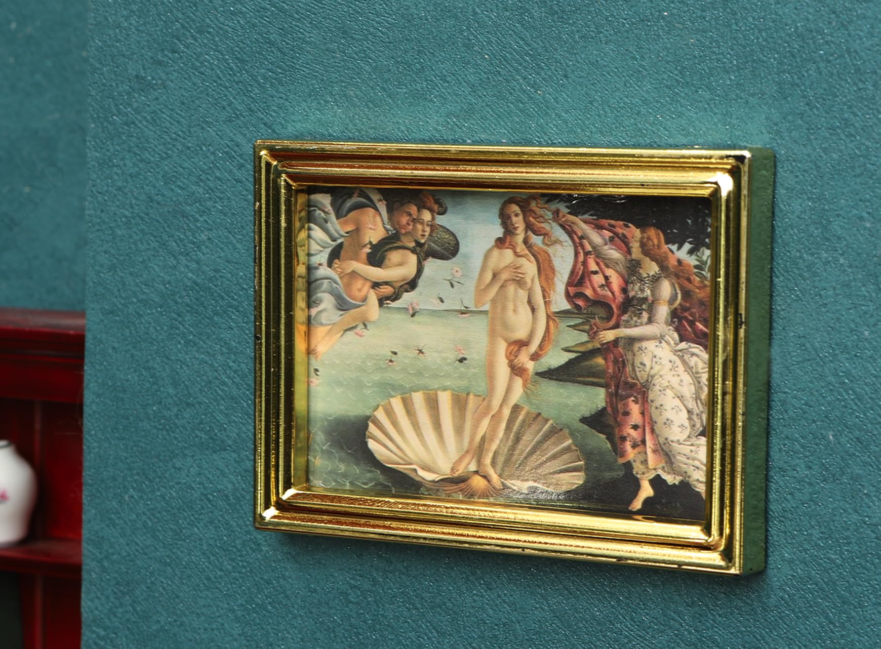 iland Victorian dollhouse framed art Birth of Venus adds a sophisticated focal point to shelves.