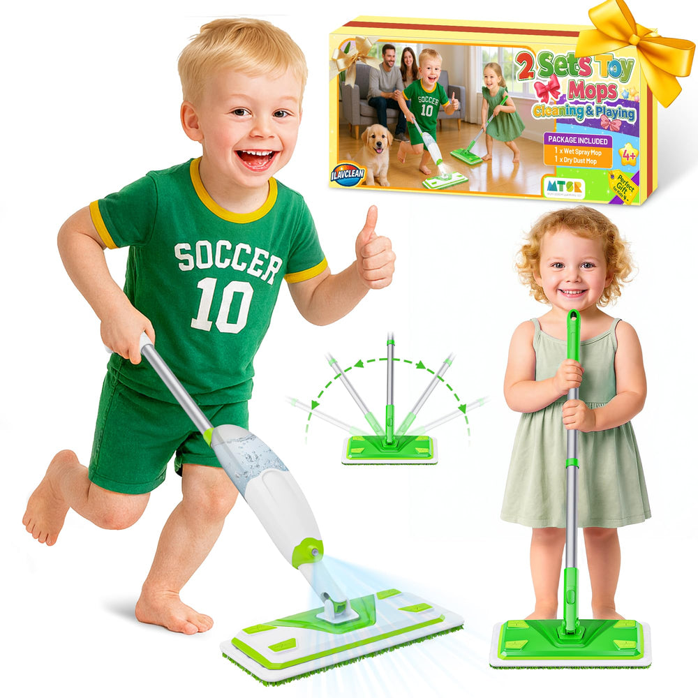 ILAVCLEAN toy mop with real spray function for interactive pretend cleaning