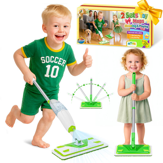 ILAVCLEAN toy mop with real spray function for interactive pretend cleaning
