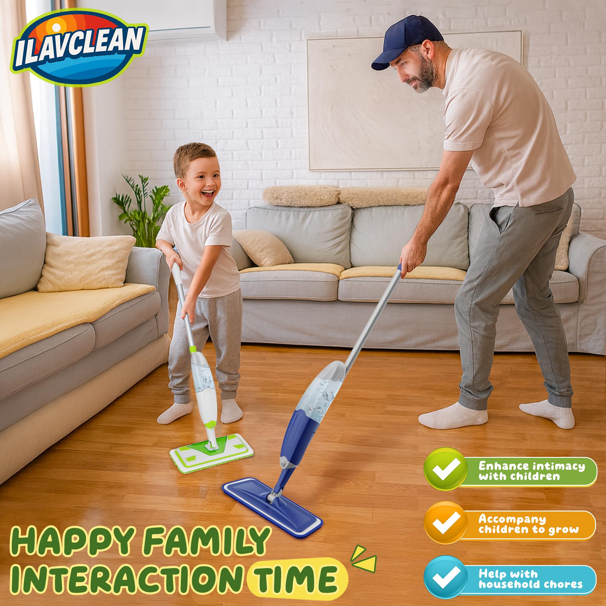 ILAVCLEAN non-slip handle provides safe, comfortable grip for young cleaners