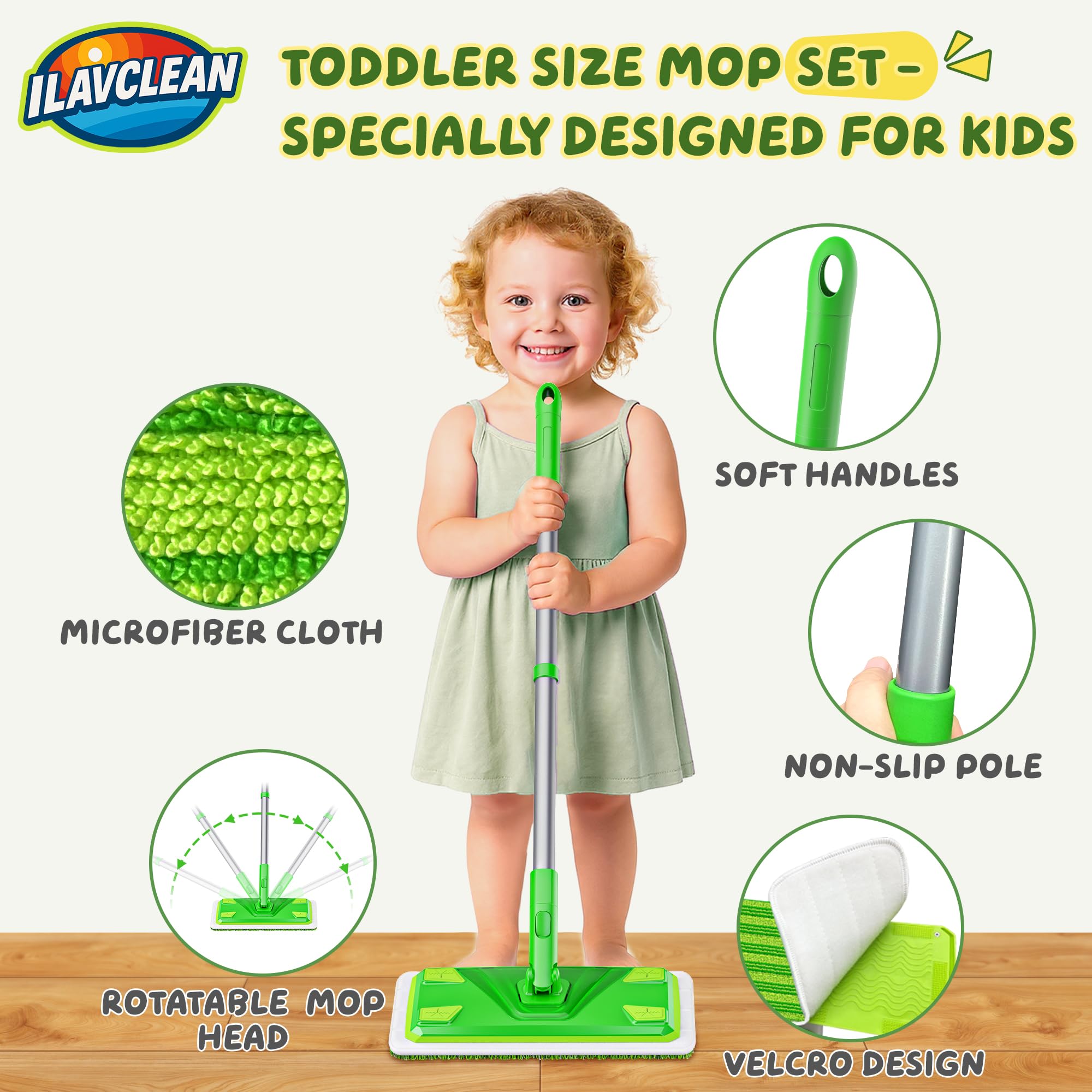 ILAVCLEAN reusable microfiber pad supports eco-friendly playroom tidy-ups