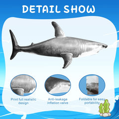 ILEISURELY 25 inch inflatable shark on display, sturdy and ready for pool play