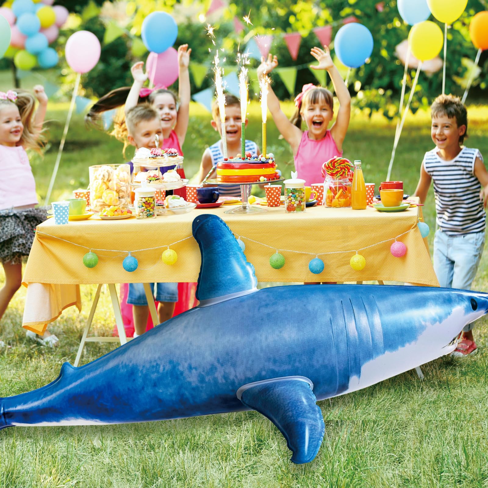 ILEISURELY shark toy quick-inflate valve close-up helps fast setup.
