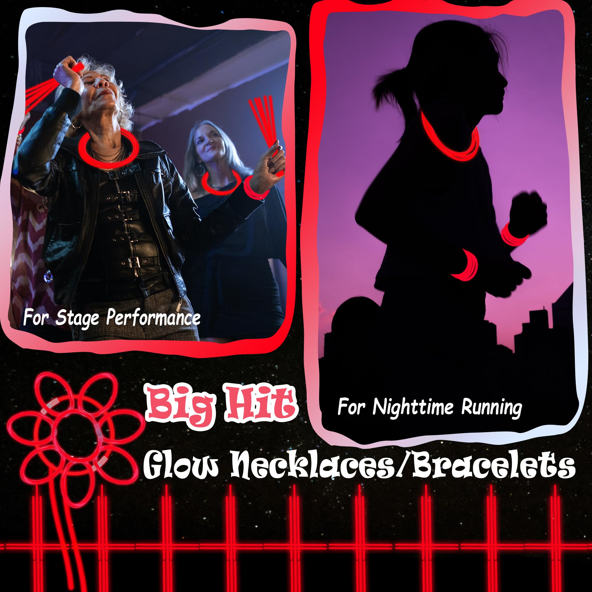 ILHSTY 8-inch glow bracelets and necklaces boost night visibility