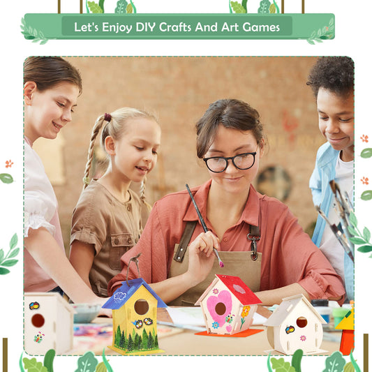 ILHSTY Bird House Kit features paint colors preview for creative decorating projects.