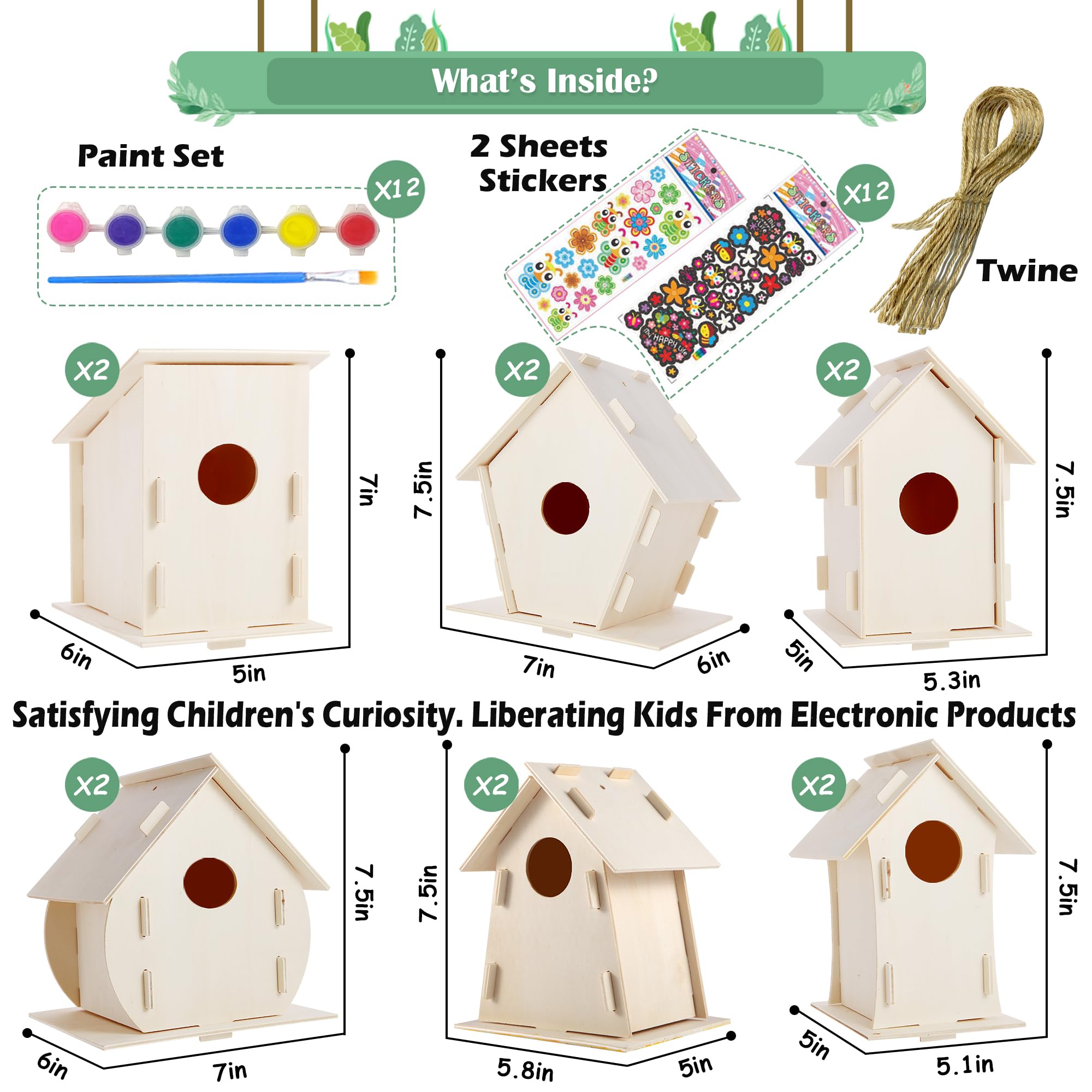 ILHSTY Bird House Kit includes 40 cm twine ready for easy hanging.