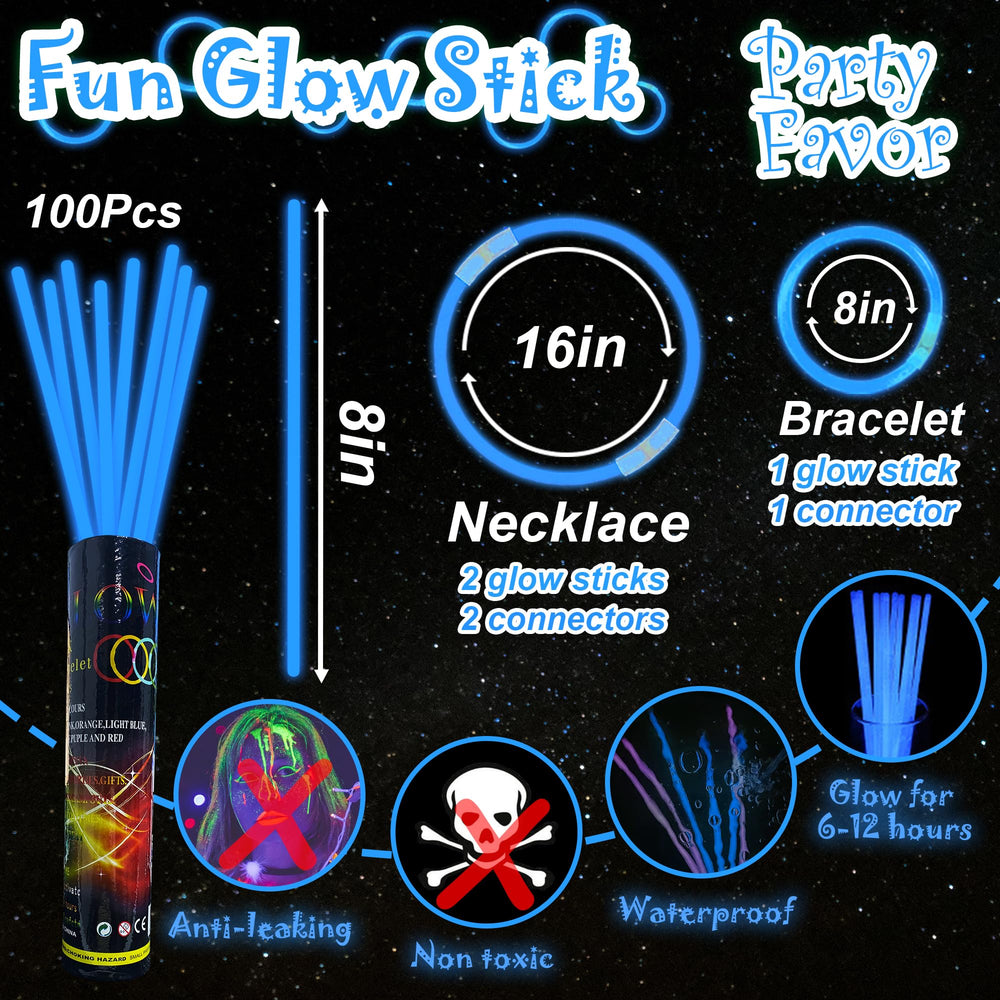 ILHSTY blue glow sticks party setup for festive decor