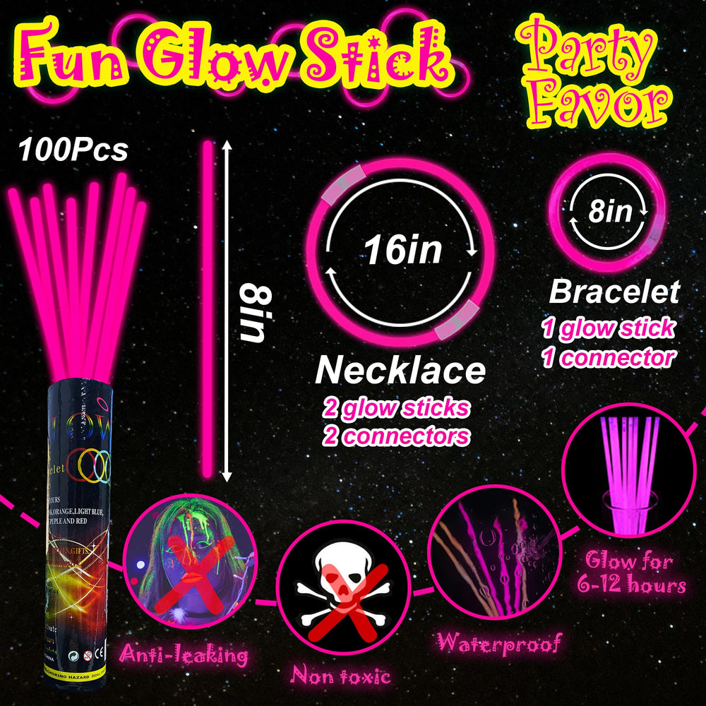 ILHSTY pink glow sticks glow in darkness for festive lighting and safety.
