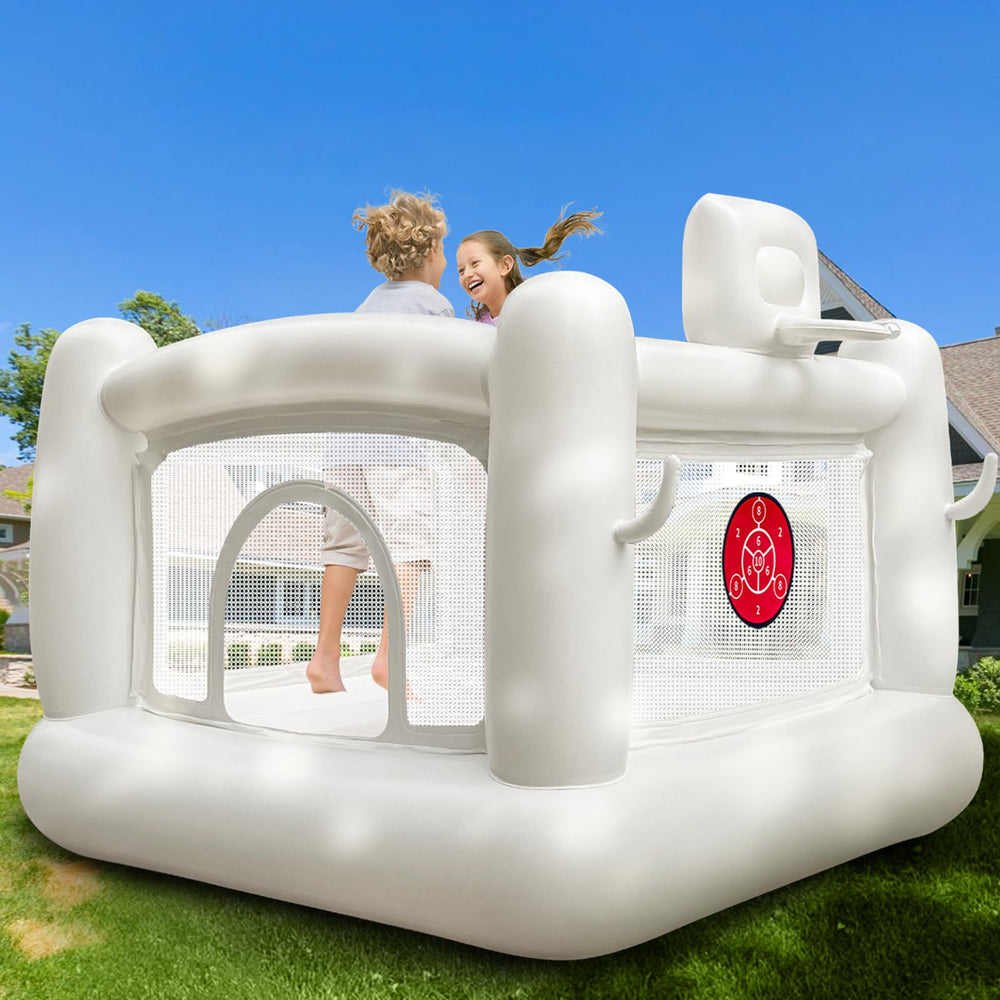 iLink-outer white bounce house front view for indoor toddler play