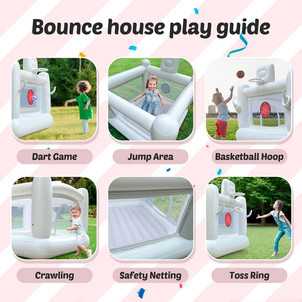 iLink-outer white bounce house in outdoor backyard setting
