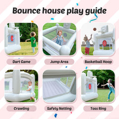 iLink-outer white bounce house in outdoor backyard setting