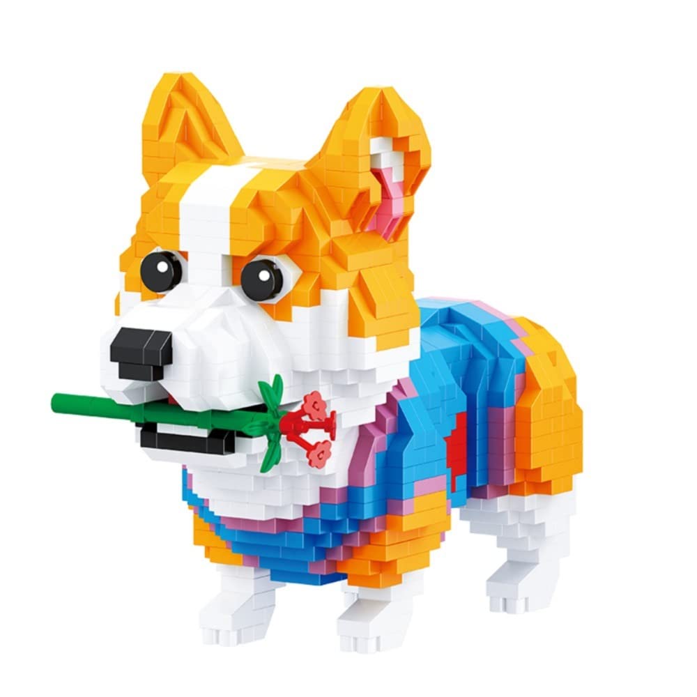 Illumely Corgi mini building blocks assembly showing tiny bricks for focused, creative play.