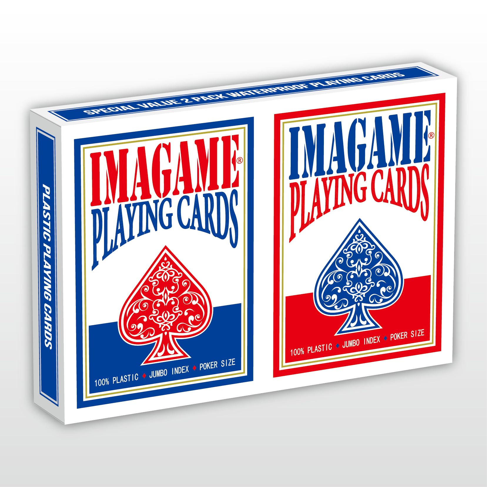IMAGAME blue poker deck for Texas Hold'em with durable plastic cards.
