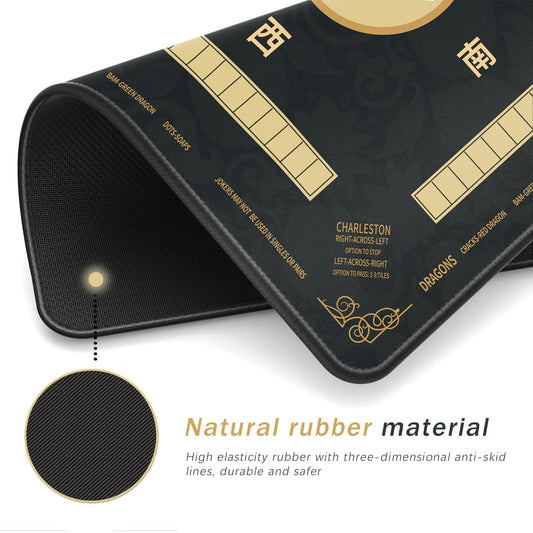 2F22E Mahjong Mat – Non-Slip, Noise-Reducing 32.4x32.4 Inch Table Mat for Mahjong, Poker & Board Games (Black)