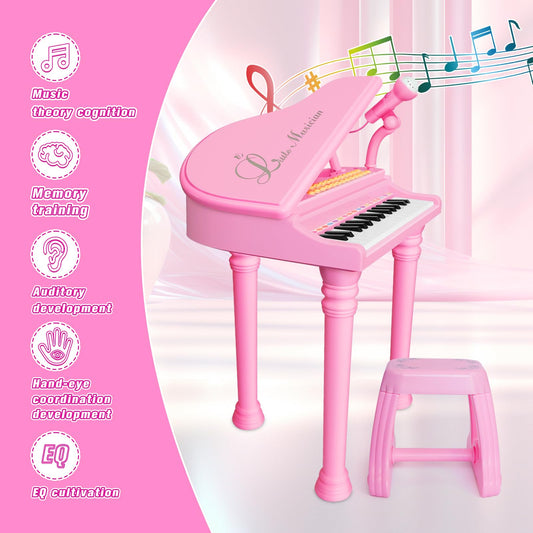 Love&Mini Piano Keyboard Toy for Girls – 31 Keys, Microphone & Stool