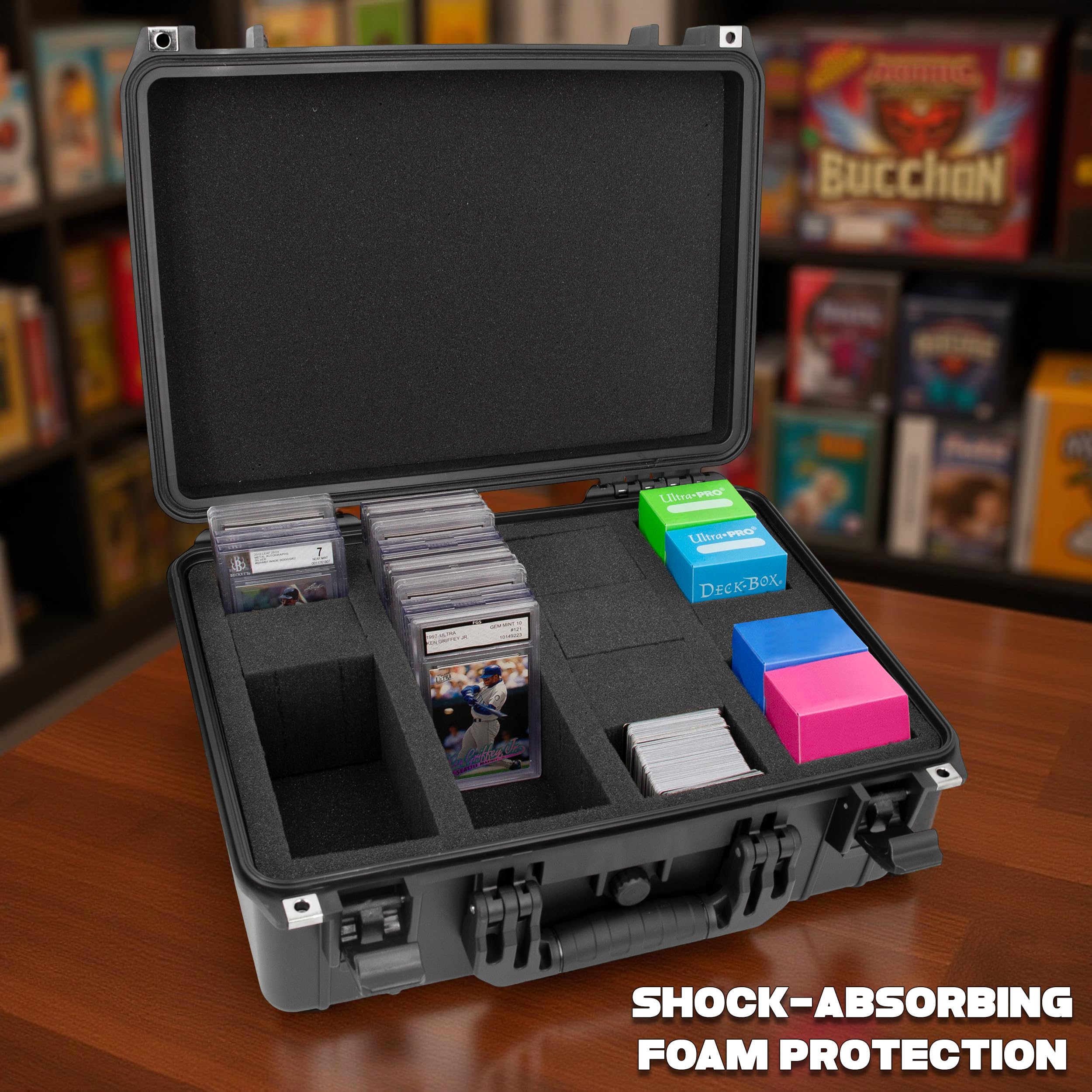 CASEMATIX Graded Card Case Pro Edition foam slots keep slabs organized and protected