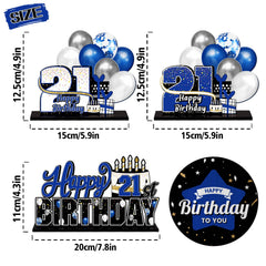 LINGTEER 21st Birthday Blue Acrylic Table Topper Centerpieces – Set of 3
