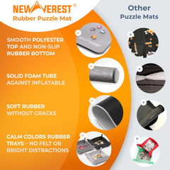 The Original Newverest Jigsaw Puzzle Mat Roll Up, Silver, 46” x 26” Portable Keeper Up to 1500 Pieces with Non-Slip Rubber Bottom & Smooth Top + 3 Puzzle Sorting Trays & Travel-Friendly Storage Bag