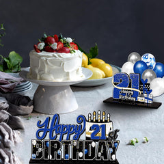 LINGTEER 21st Birthday Blue Acrylic Table Topper Centerpieces – Set of 3