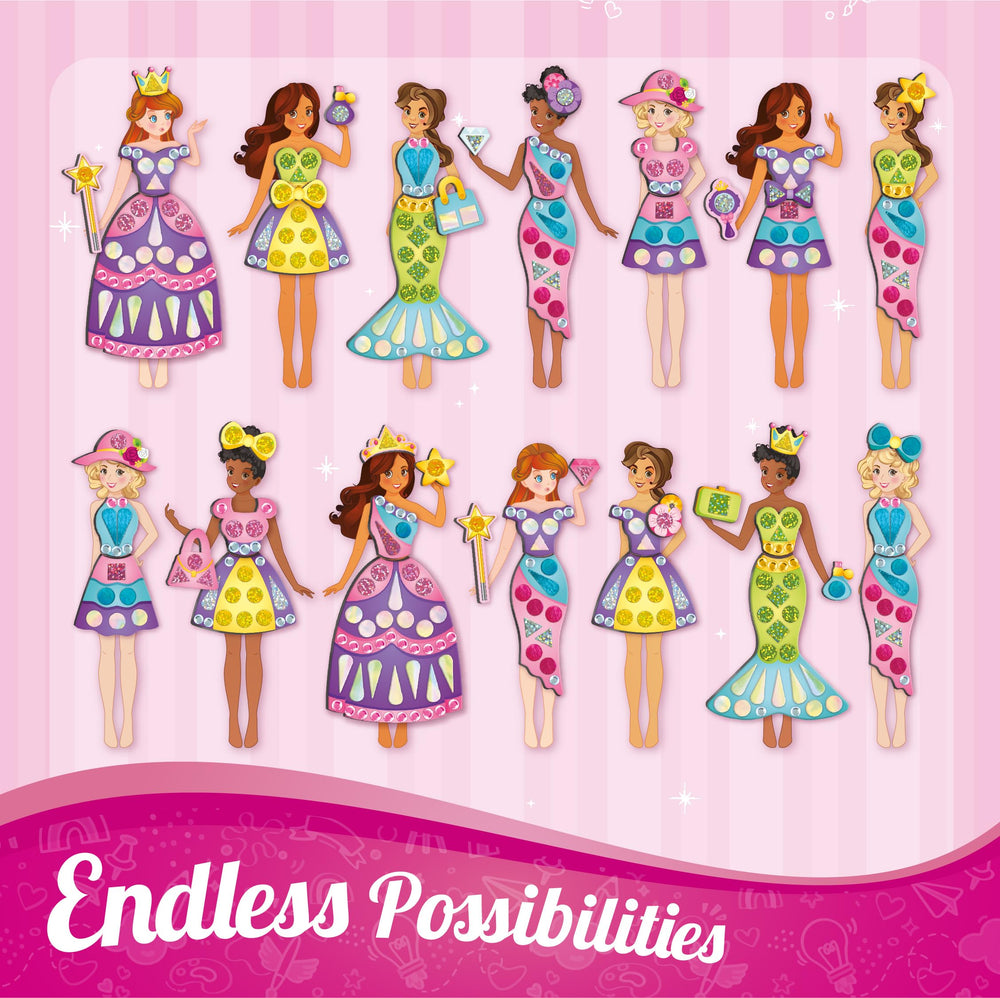 Imagimake interchangeable outfits support imagination and fashion play during travel time.