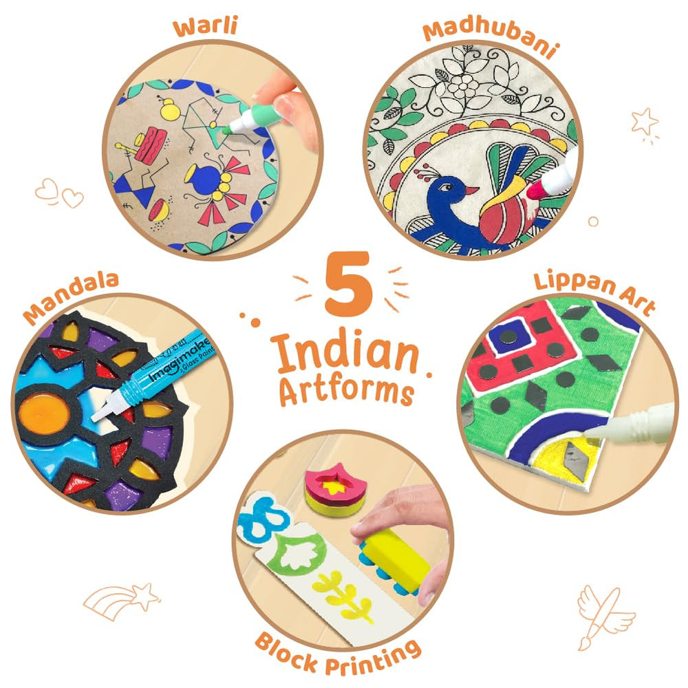 Imagimake Lippan on canvas with textured detail for kids
