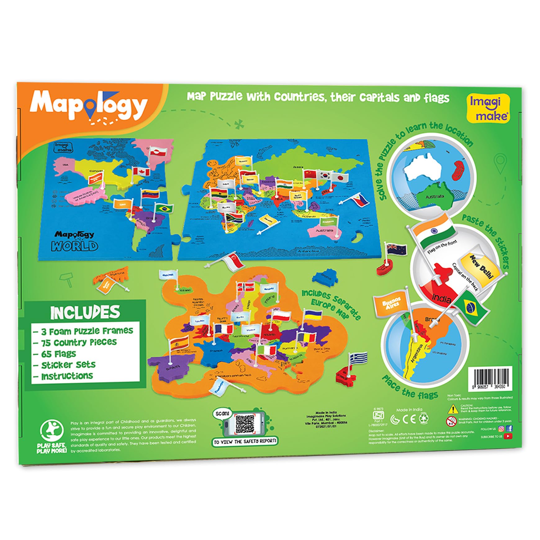 Imagimake Mapology World Map Puzzle europe map section helps study continental layouts.